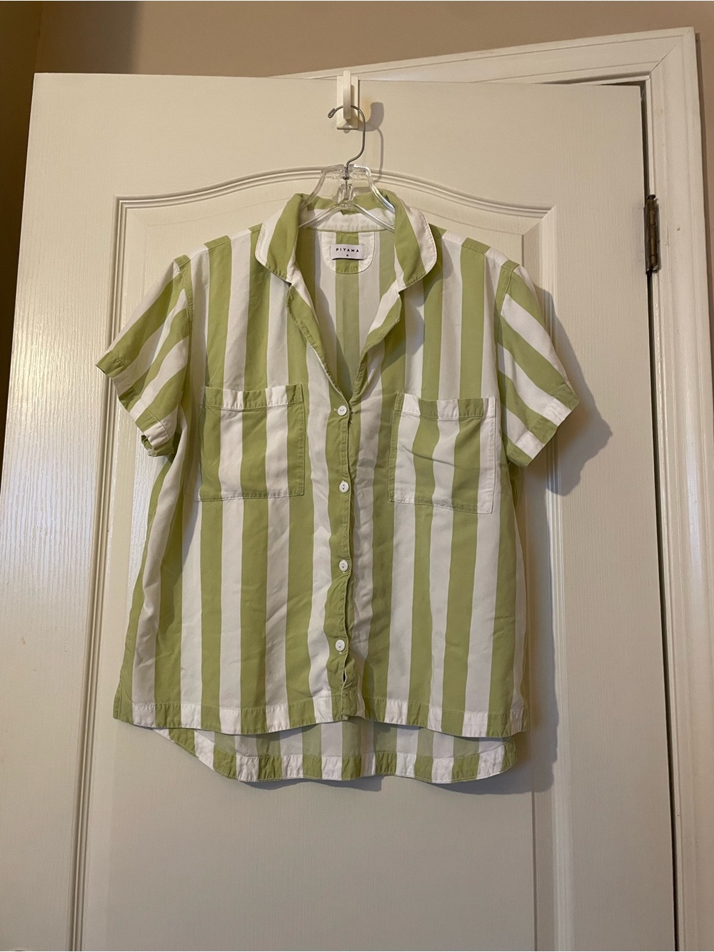 PIYAMA Abigail Short Sleeve Shorts Pajama Set in Margarita Green Print Size M - Picture 2 of 11